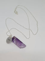 Amethyst pendant with hand stamped angel number 111 charm