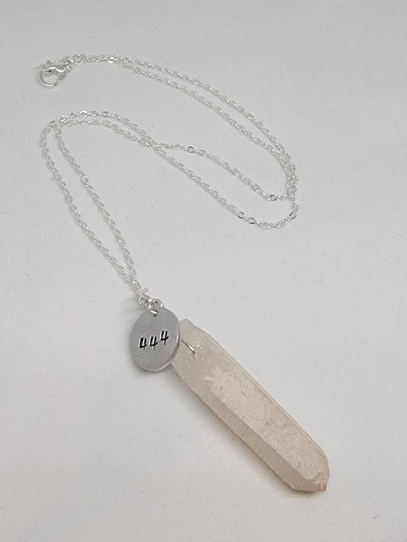 Quartz crystal pendant with angel number 444