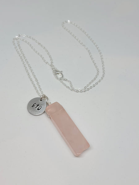 Rose Quartz pendant with Angel number 610
