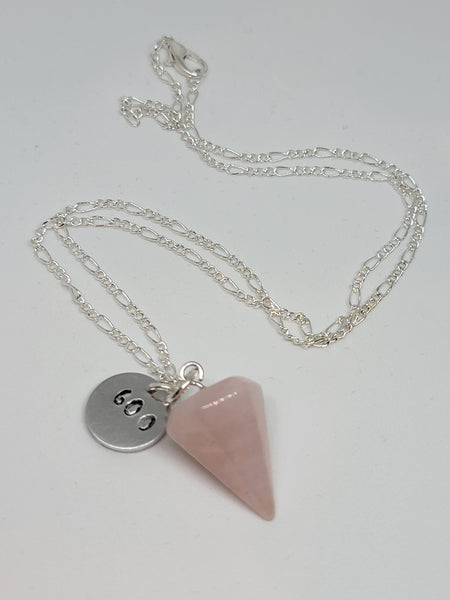 Rose Quartz pendulum pendant with Angel number 600