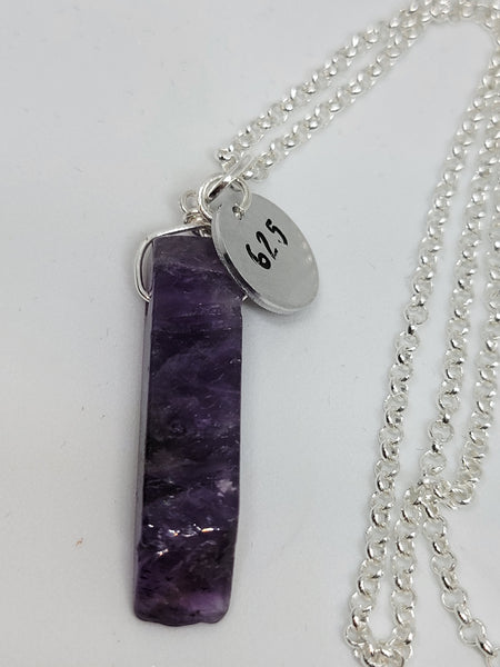 Amethyst pendant with hand stamped angel number 625 charm