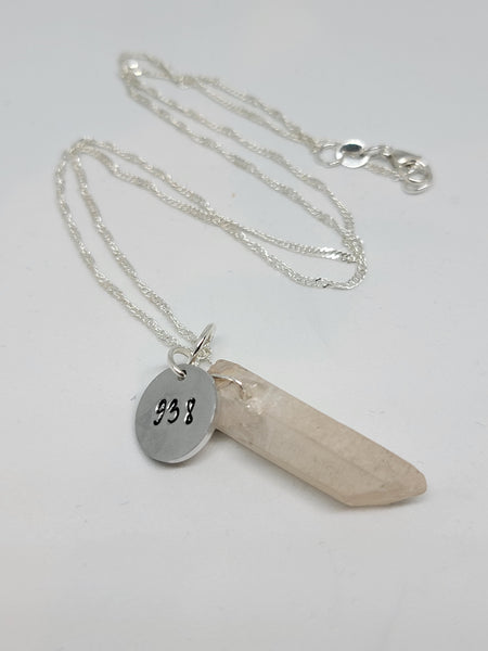 Quartz crystal pendant with angel number 938