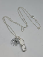 Howlite gemstone handmade pendant with Angel number 838