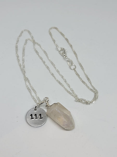 Quartz crystal pendant with angel number 111