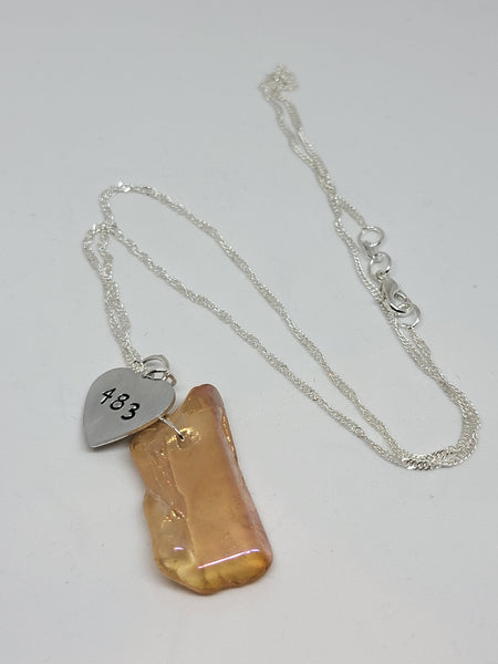 Quartz crystal pendant with angel number 483