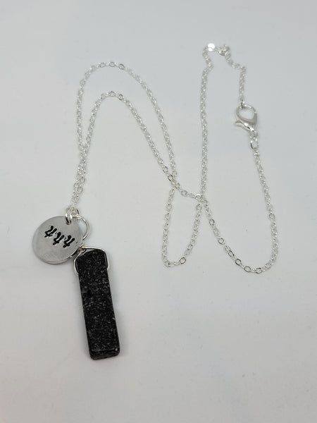 Lava semi precious gemstone pendant with Angel number 444 charm