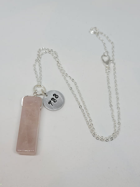 Rose Quartz pendant with Angel number 733