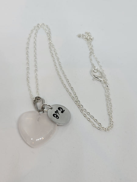 Rose Quartz heart pendant with Angel number 972