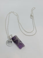 Amethyst pendant with hand stamped angel number 986 charm