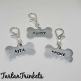 Hand stamped doggy name tags